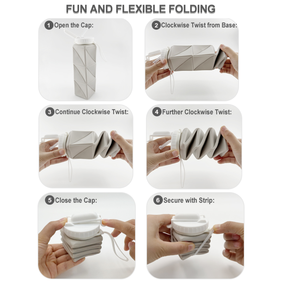 BowLift | Collapsible Silicone Bottle – 610ml, Leak-proof & Portable