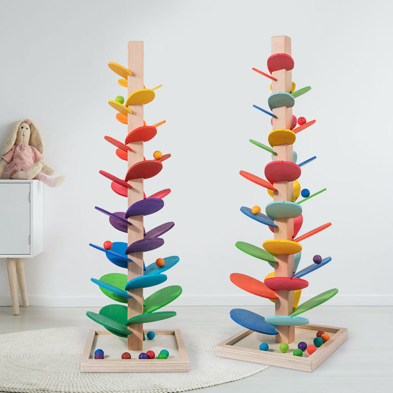 BowLift | Wooden Rainbow Marble Run Tower