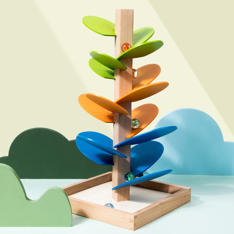 BowLift | Wooden Rainbow Marble Run Tower