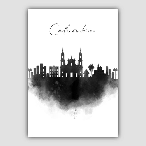 Columbia Watercolor Skyline Cityscape Print | Bowlift