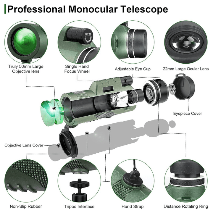 BowLift | Compact  Ultra-Zoom Monocular | HD Lens, Lightweight & Perfect for Hiking, Birdwatching, and Sports Events
