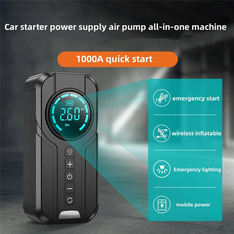 BowLift | Compact Car Air Pump Jump Starter LED Light