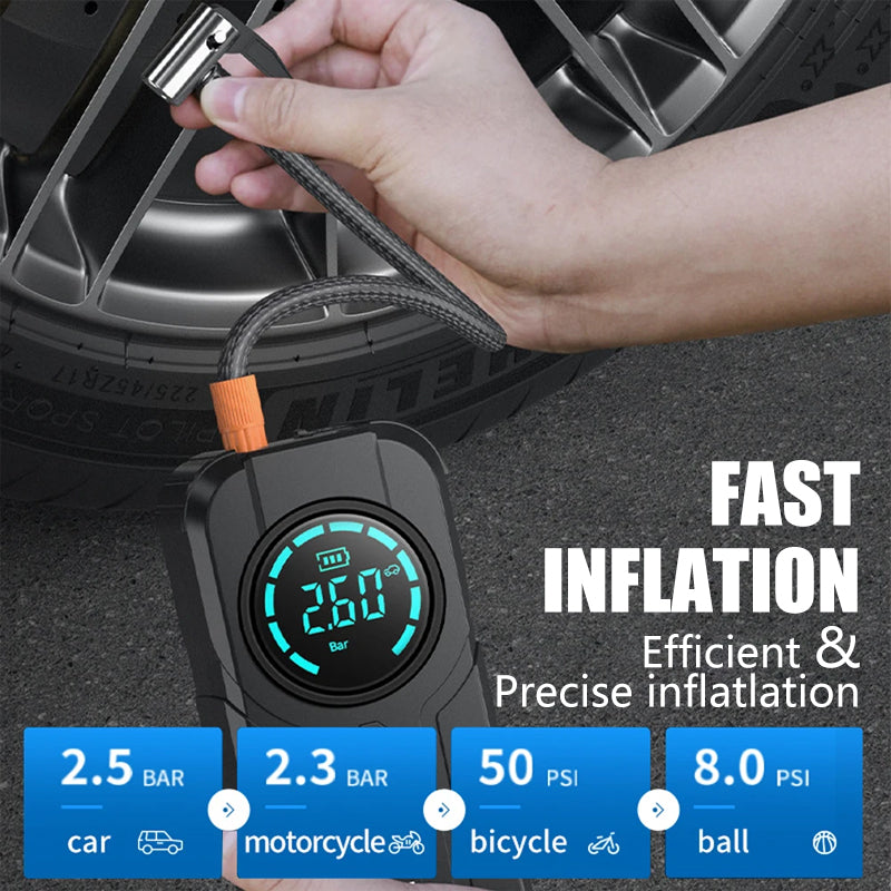 BowLift | Compact Car Air Pump Jump Starter LED Light