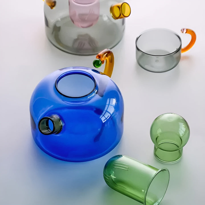 Transparent Teapot & Cups – Stylish Set in Contrasting Colors | Bowlift