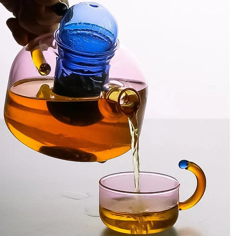 BowLift | Colorful Glass Teapot Set with Contrast Accents – Heat Resistant & Stylish