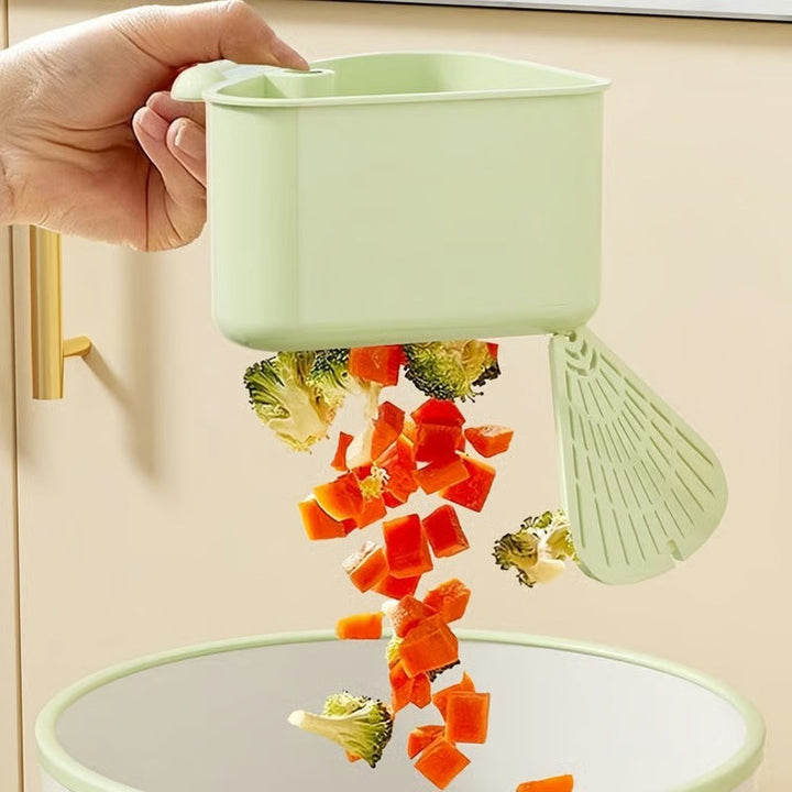 BowLift | Corner drain basket with suction cup – With floor flap for touch-free disposal