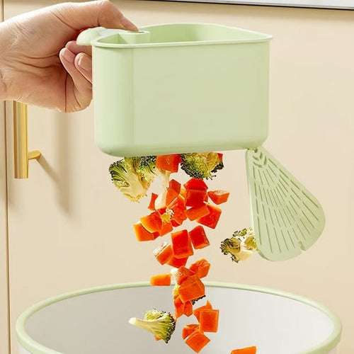 BowLift | Corner drain basket with suction cup – With floor flap for touch-free disposal