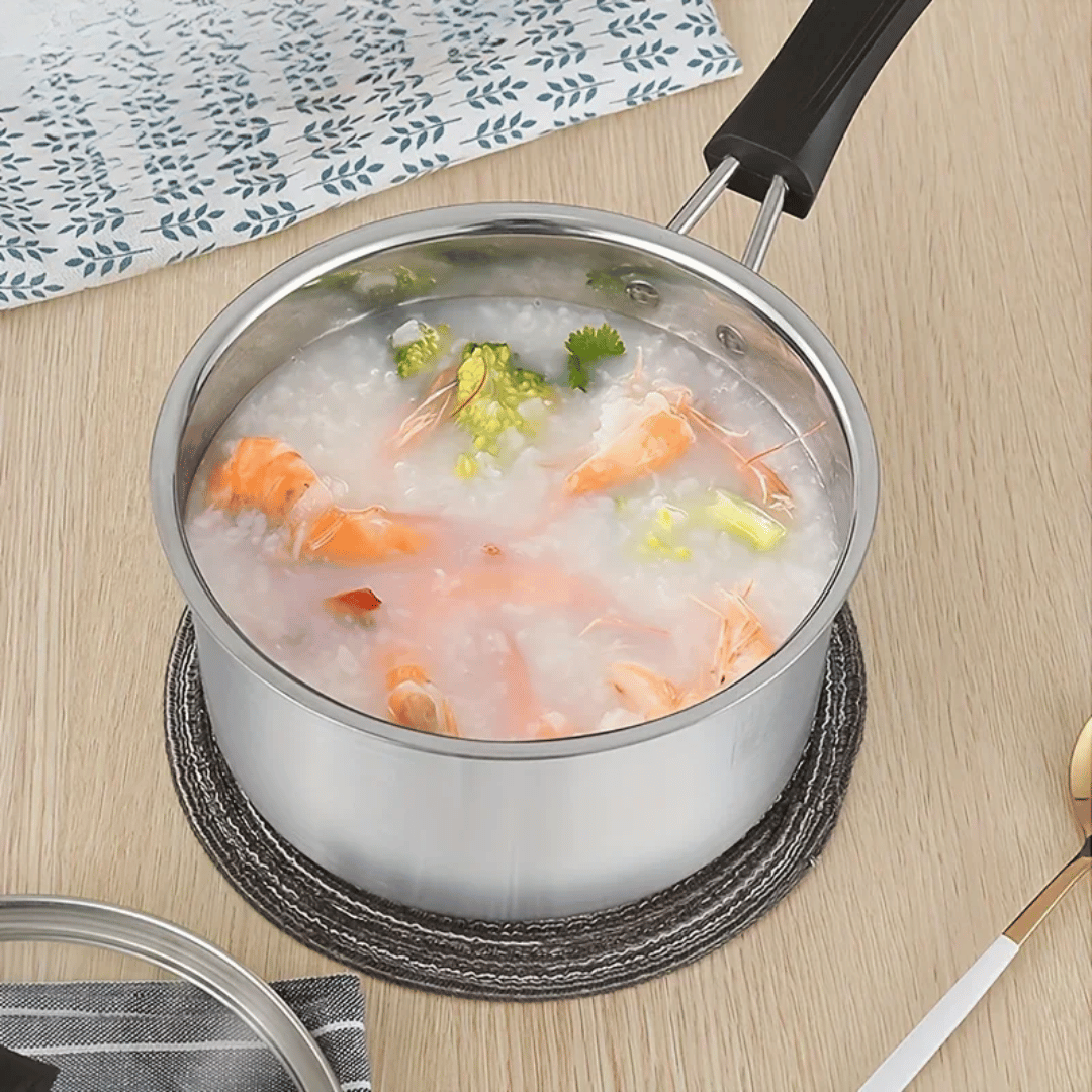 Cooking Pot Saucepan Frying Pan With Thick Bottom With Glass Lid | Bowlift