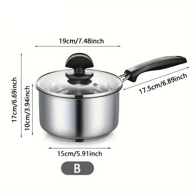 Cooking Pot Saucepan Frying Pan With Thick Bottom With Glass Lid | Bowlift