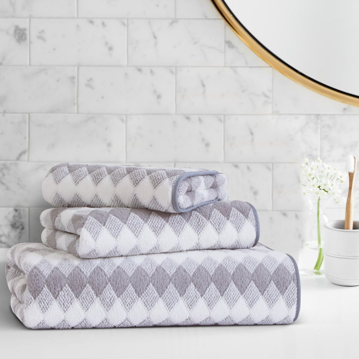 BowLift | Elysoria Coral Weave Towels | Plush, durable towels with maximum absorbency and quick-dry