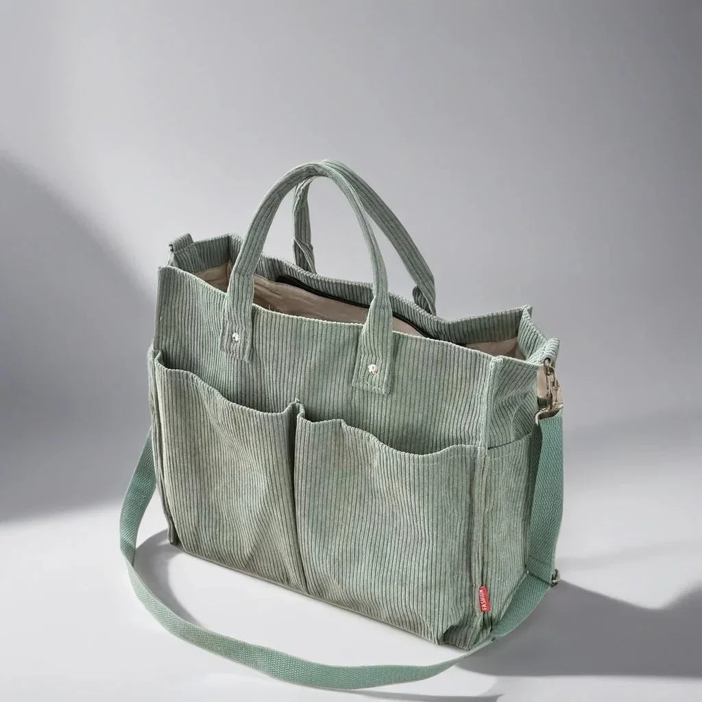 Cord Shoulder Bag Ladies Spacious and Sturdy for School and Work | Bowlift