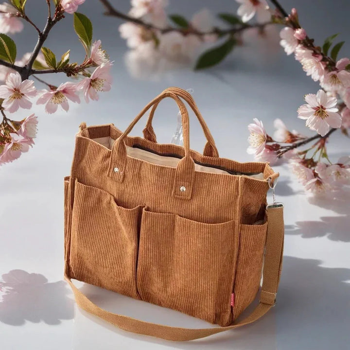 Cord Shoulder Bag Ladies Spacious and Sturdy for School and Work | Bowlift