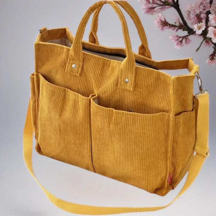 Cord Shoulder Bag Ladies Spacious and Sturdy for School and Work | Bowlift