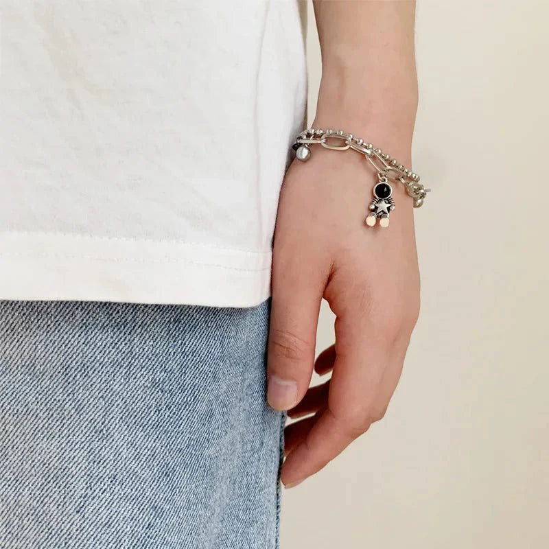 BowLift | Couples Astronaut Magnetic Heart Bracelet Set