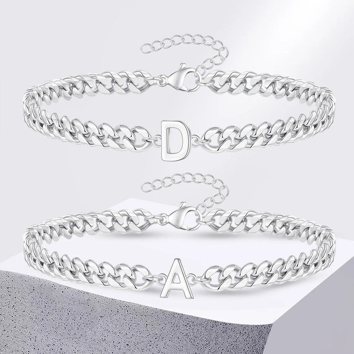 BowLift | Couples Letter Initial Cuban Bracelet