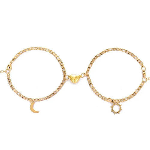 BowLift | Couples Magnetic Heart Sun & Moon Bracelet Set