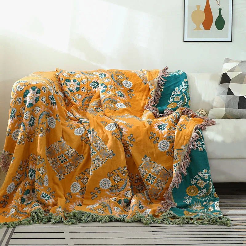 BowLift | COZY LUXE COTTON BLANKET – Elegant Boho Jacquard Sofa Throw & Bedspread