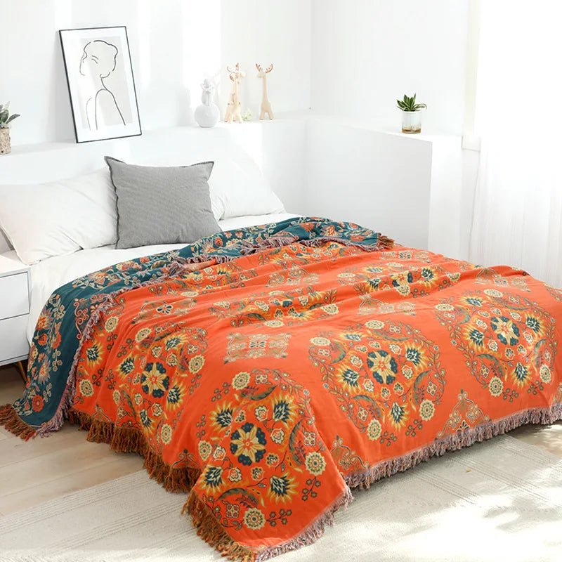 BowLift | COZY LUXE COTTON BLANKET – Elegant Boho Jacquard Sofa Throw & Bedspread