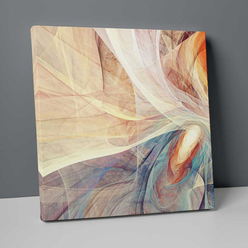 Abstract Fractal Cream Orange and Blue No. 1 Print on Canvas | Bowlift