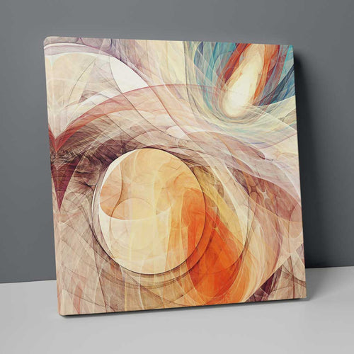 Abstract Fractal Cream Orange and Blue No. 2 Print on Canvas | Bowlift