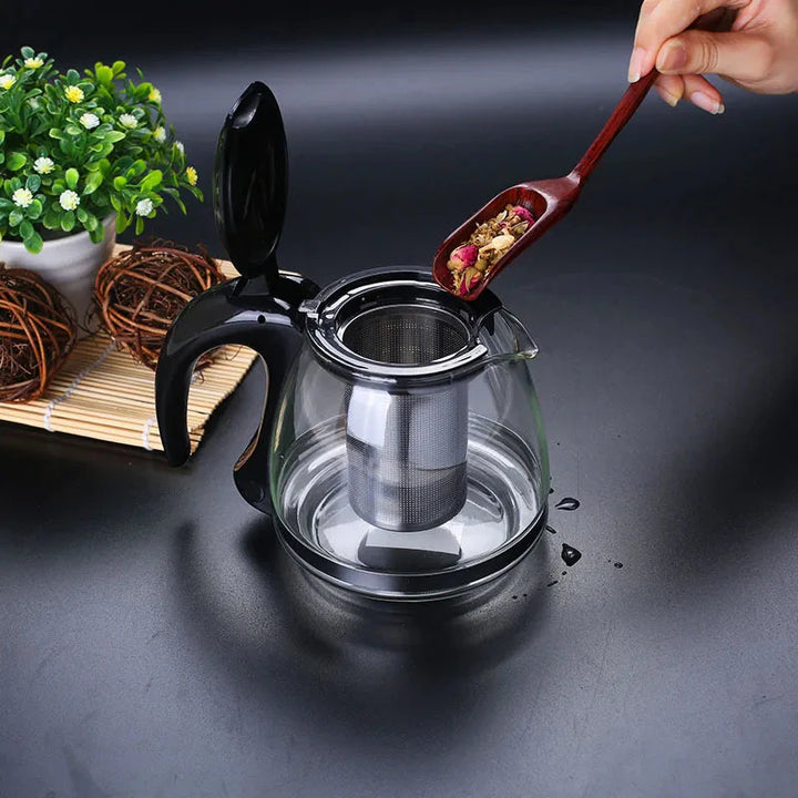 Creative Design Glass Teapot for Tea Flower with Removable Steel Filter | Bowlift