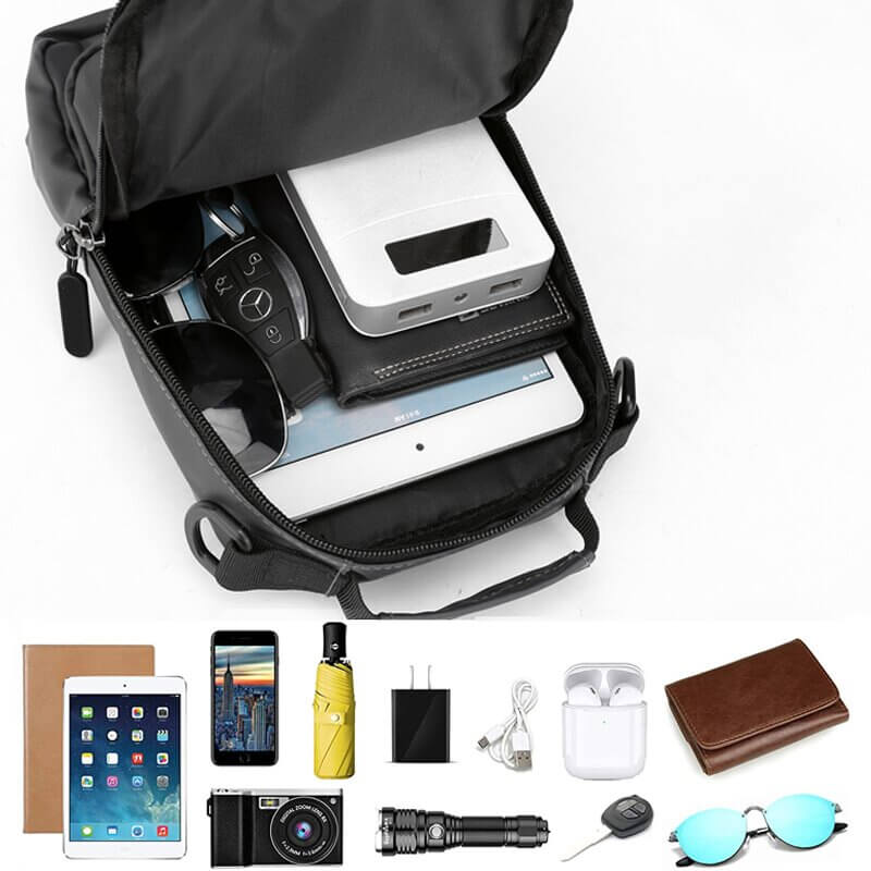 BowLift | Waterproof Oxford Crossbody Bag, Anti-Theft Sling Bag, USB Charging & Multi-Pocket Design