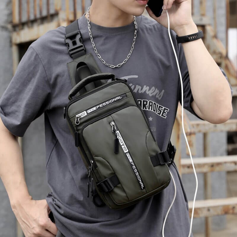 BowLift | Waterproof Oxford Crossbody Bag, Anti-Theft Sling Bag, USB Charging & Multi-Pocket Design
