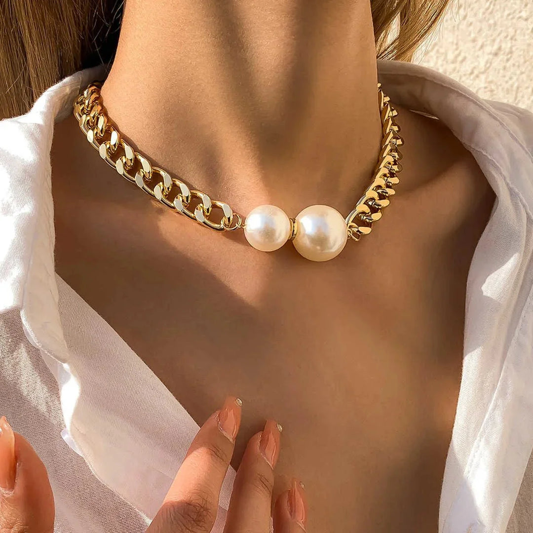 BowLift | Cuban Link Chain Pearl Ends Necklace