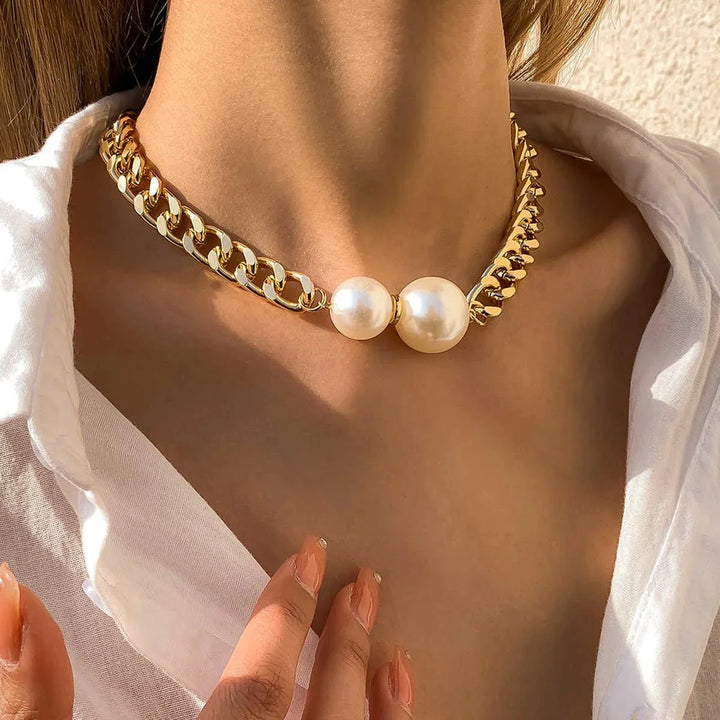 BowLift | Cuban Link Chain Pearl Ends Necklace