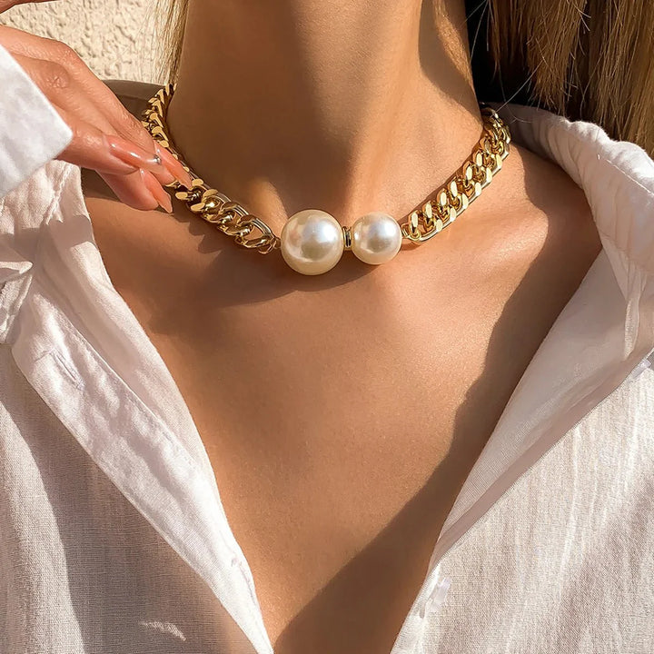 BowLift | Cuban Link Chain Pearl Ends Necklace
