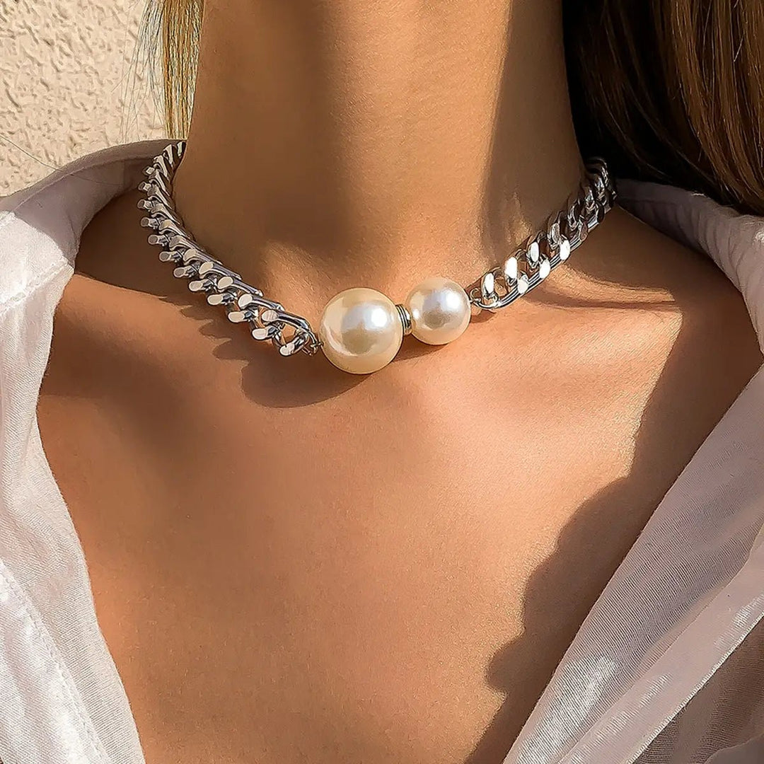 BowLift | Cuban Link Chain Pearl Ends Necklace