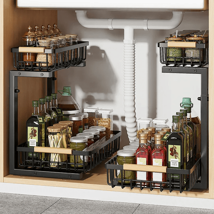 BowLift | Curcura – Heavy-Duty Adjustable Steel Under Sink Organizer for Kitchen & Bathroom