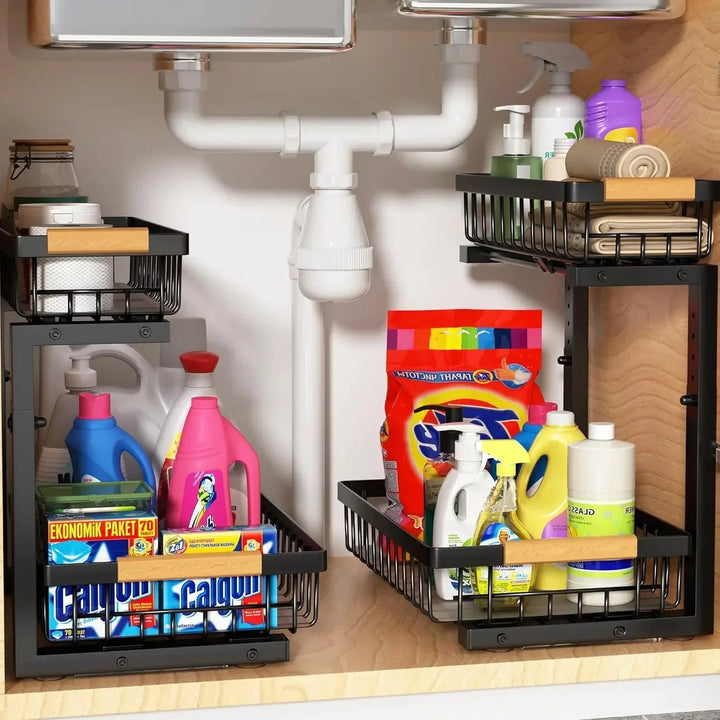 BowLift | Curcura – Heavy-Duty Adjustable Steel Under Sink Organizer for Kitchen & Bathroom
