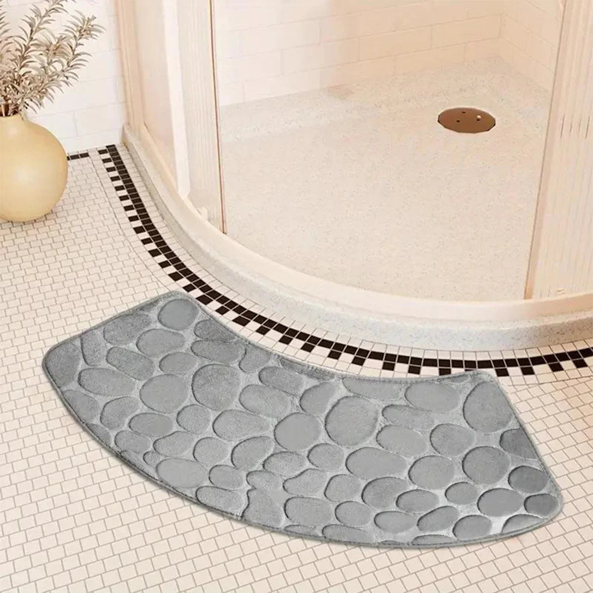 BowLift | Curved Bathroom Mat - Thick Absorbent Non-Slip Bath Mat for Bathroom Safety