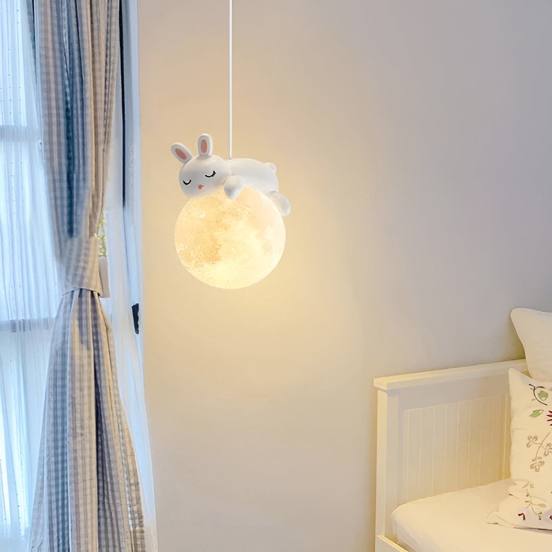 BowLift | Children's Ceiling Lamp Mondolino | LED Hanging Lamp with Moon & Animals | Dimmable & Energy Efficient | For 3–5 m² Rooms