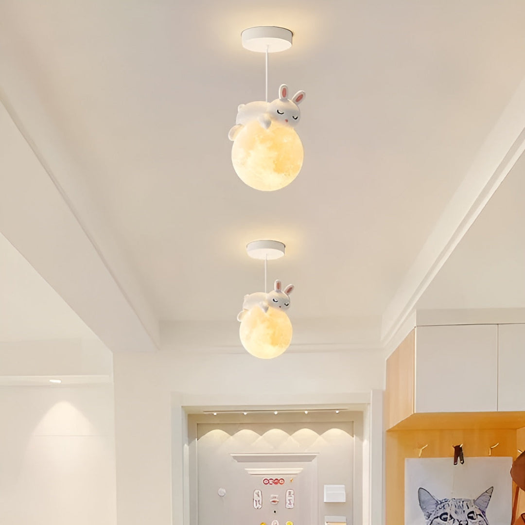 BowLift | Children's Ceiling Lamp Mondolino | LED Hanging Lamp with Moon & Animals | Dimmable & Energy Efficient | For 3–5 m² Rooms
