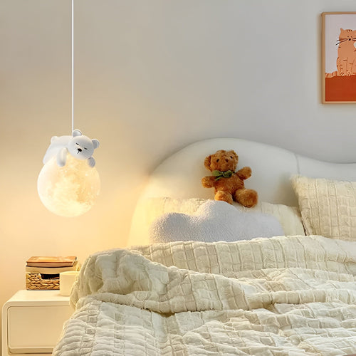 BowLift | Children's Ceiling Lamp Mondolino | LED Hanging Lamp with Moon & Animals | Dimmable & Energy Efficient | For 3–5 m² Rooms