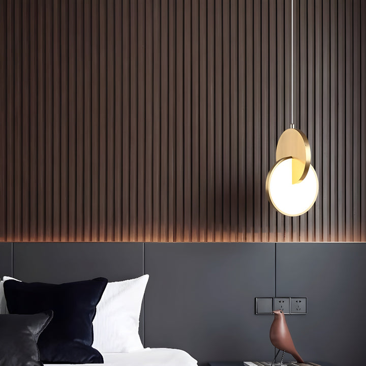 Modern Scandinavian LED Pendant Lamp with Round Frame and Warm Glow Bowlift