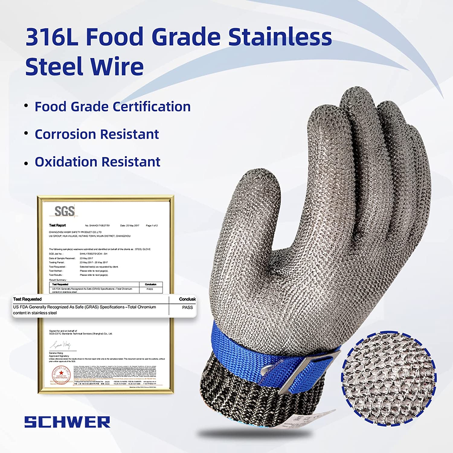 BowLift | Food grade stainless steel mesh metal glove