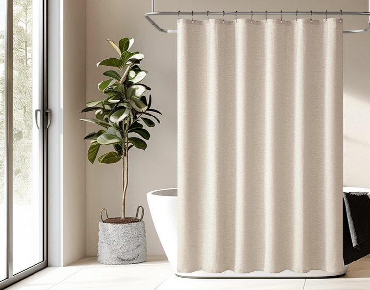 Luxurious shower curtain made of linen – Waterproof and thick artificial linen Bowlift