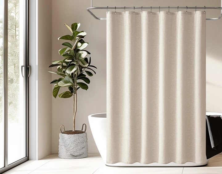Luxurious shower curtain made of linen – Waterproof and thick artificial linen Bowlift