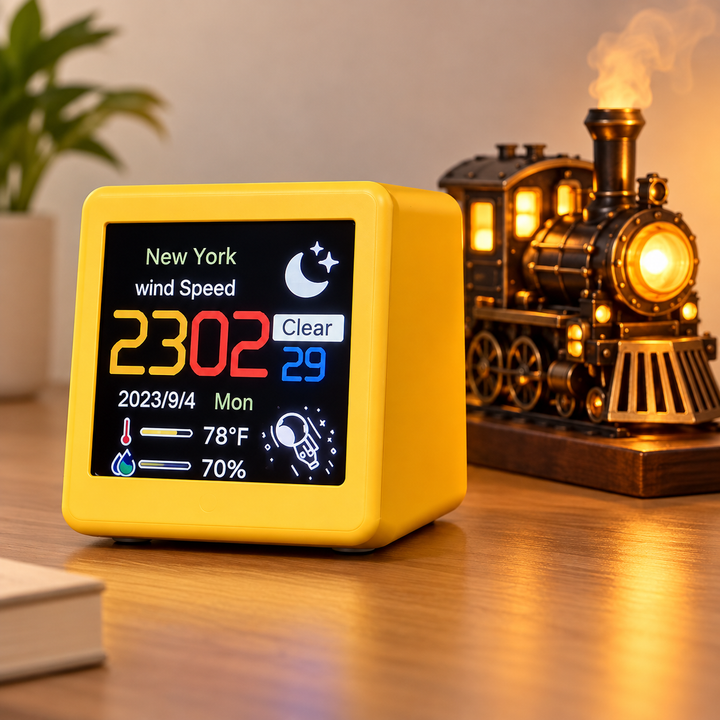 Digital Color Display Weather Station Desk Clock Cube Bowlift