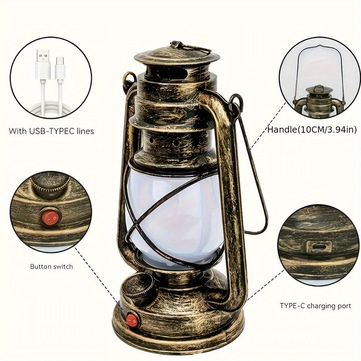 RetroGlow Lantern – Vintage LED Lantern with Flame Light Effect | Bowlift