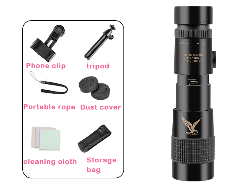BowLift | 4K 10-300X40mm Super Telephoto Zoom Monocular Telescope