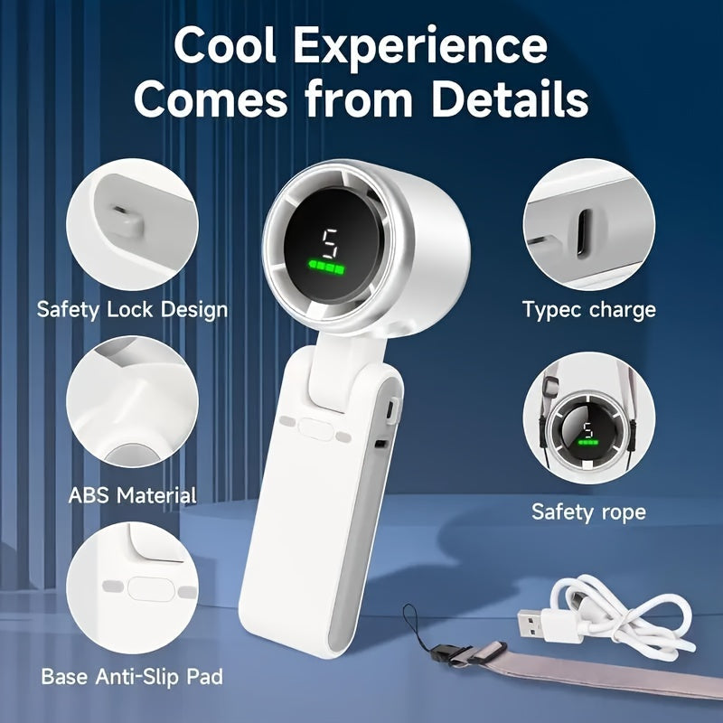 USB rechargeable handheld fan with 5 speeds | Bowlift