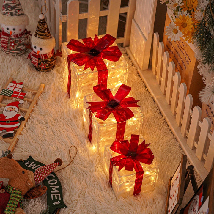 BowLift | GlowBox – LED Gift Boxes Set for Christmas Decoration (3 Pieces)