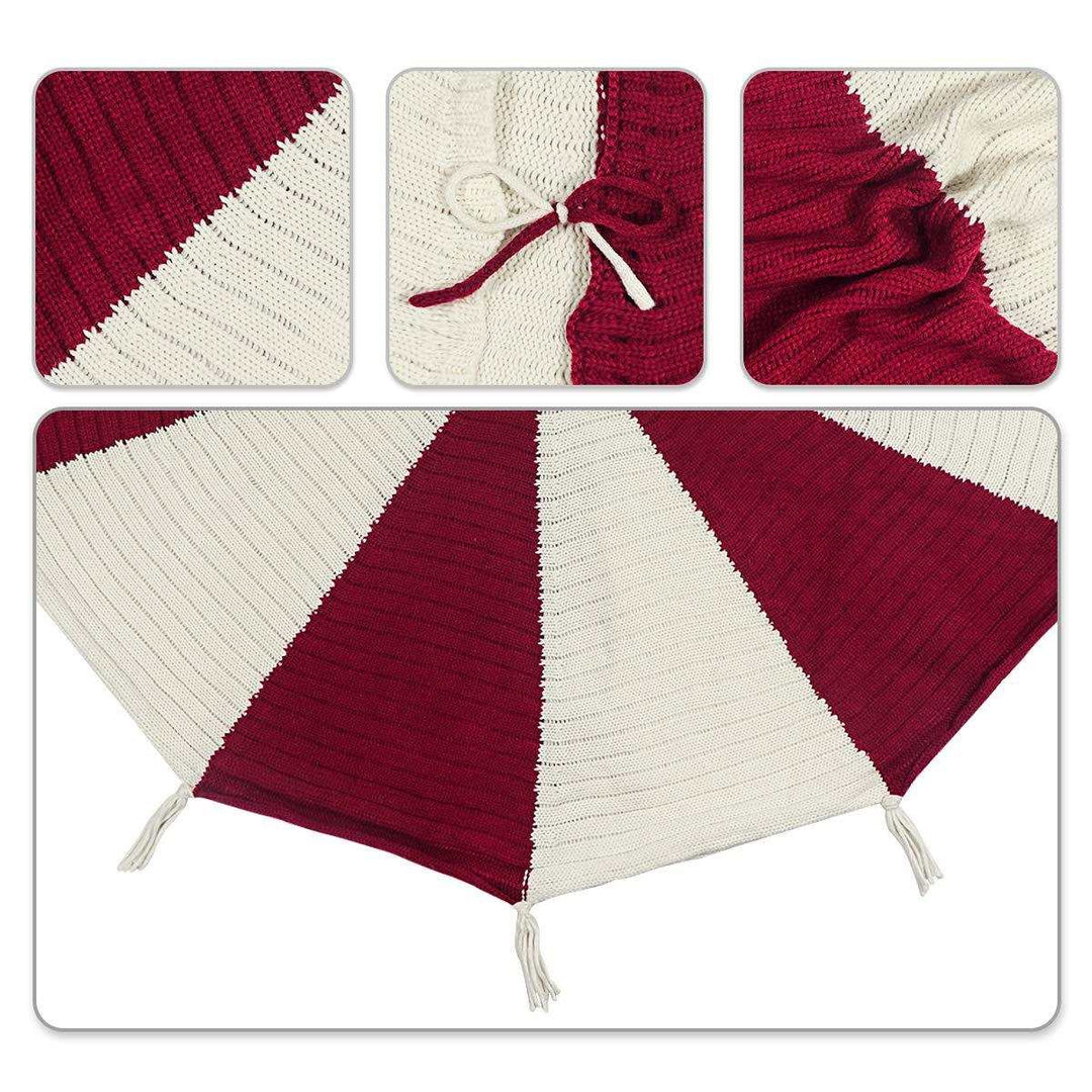 BowLift | Christmas Tree Bottom Decoration Red And White Tassel Knitted Christmas-tree Skirt