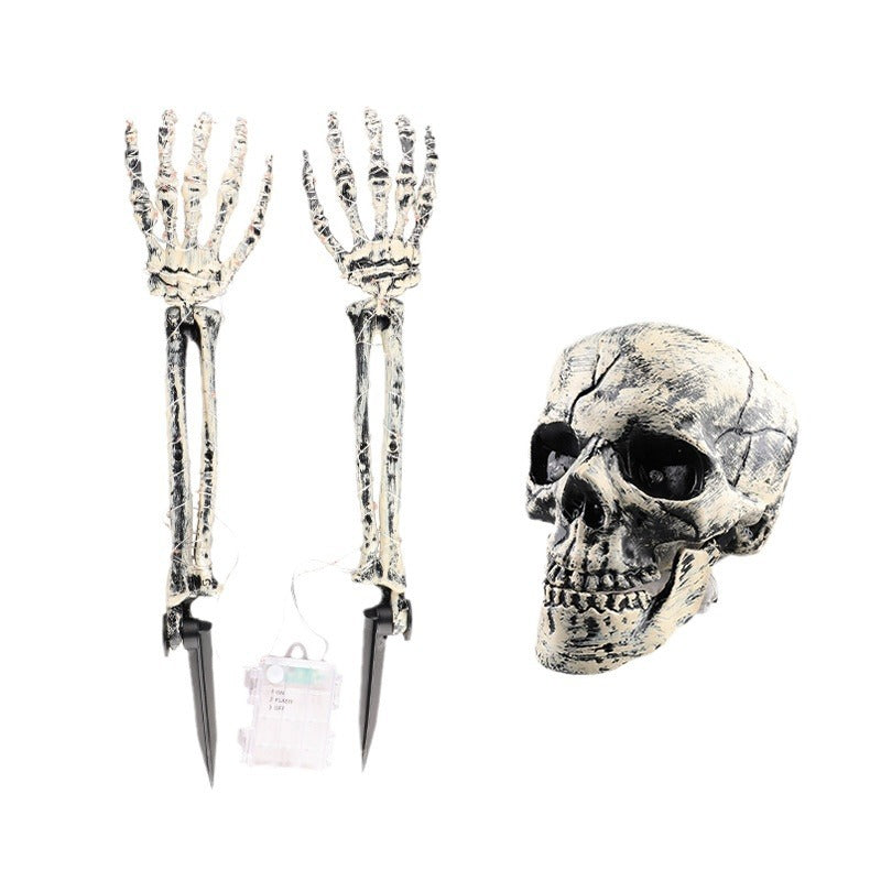 BowLift | Halloween Yard Decoration | Light-Up Skull & Skeleton Arms | 8-Mode LED Outdoor Prop