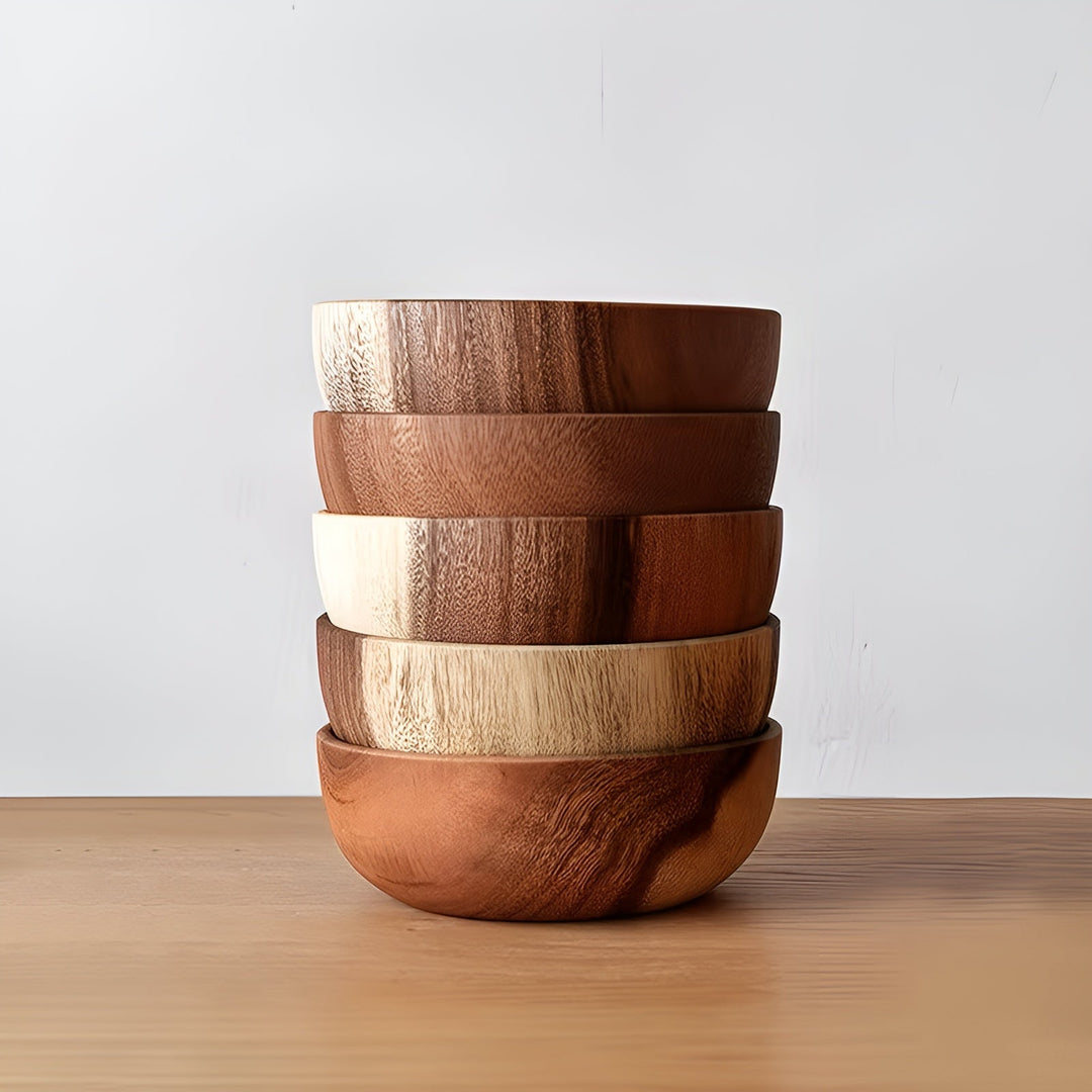 Wood Serving Bowls Set (4-piece) – ReusaBowlifte and Handcrafted | Perfect for Salad, Soup, Rice & Ramen | Bowlift