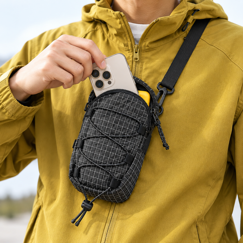 Lightweight Ripstop Sling Crossbody Pouch with Elastic Bungee System Bowlift